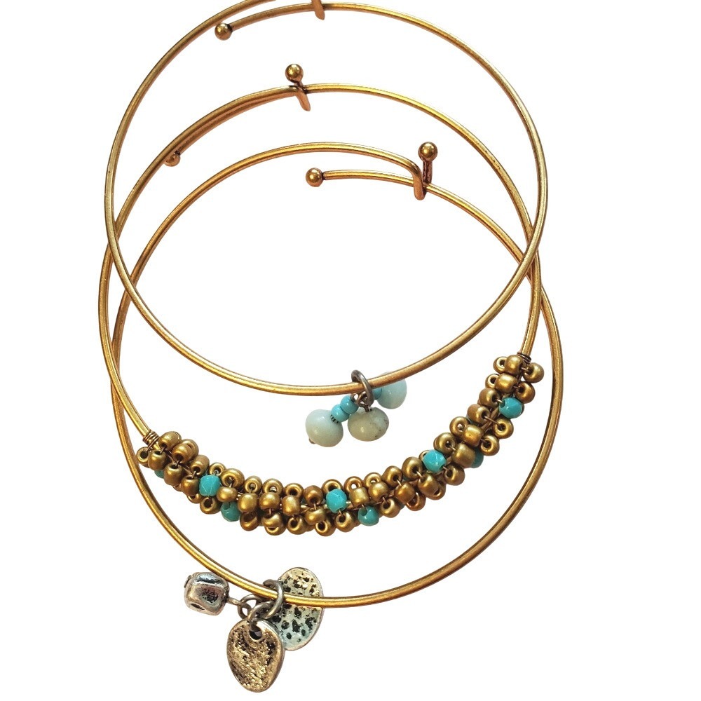 Gold and Turquoise‎ 3 pack stackable bracelets